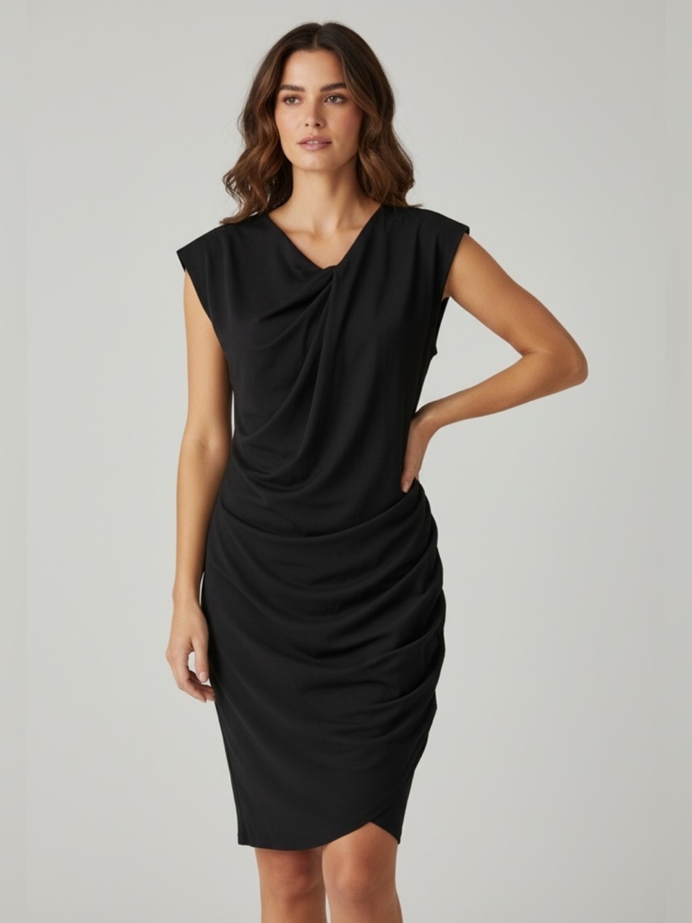 HELMUT LANG ASYMMETRICAL SLEEVELESS BLACK DRESS EXCELLENT CONDITION MEDIUM
